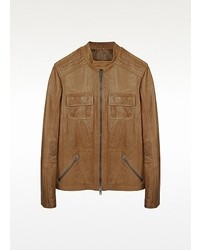Forzieri Light Brown Leather Motorcycle Jacket