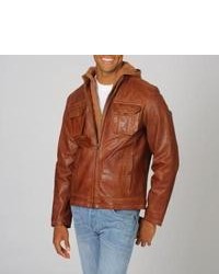 Overstock Whet Blu Whiskey Distressed Hoodie Leather Jacket