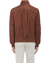 Luciano Barbera Reversible Leather Broadcloth Bomber Jacket