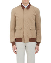 Luciano Barbera Reversible Leather Broadcloth Bomber Jacket