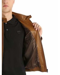 Prada Waxed Light Nappa Leather Bomber Jacket