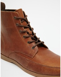 Asos Brand Boots In Tan Leather