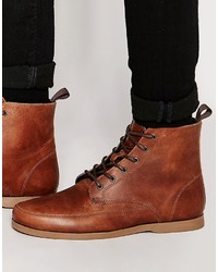 Asos Brand Boots In Tan Leather