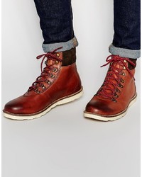 Asos Brand Boots In Tan Leather With Hiker Styling