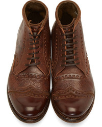 Dolce & Gabbana Brown Worn Leather Brogue Boots