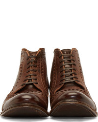 Dolce & Gabbana Brown Worn Leather Brogue Boots