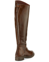 Brushed Leather Riding Boots Brown