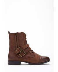 Forever 21 Buckled Lace Up Boots