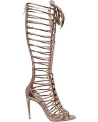 Casadei 100mm Metallic Leather Cage Boots