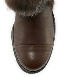 Jimmy Choo Dana Fur Trimmed Leather Boot Blackwhite
