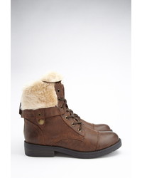 Forever 21 Faux Fur Lined Combat Boots