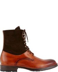 Harris Two Tone Lace Up Boots Brown