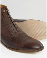Asos Lace Up Boots In Brown Leather