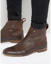 Asos Lace Up Boots In Brown Leather