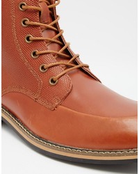 Peter Werth Lace Up Boots In Tan Leather