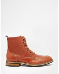 Peter Werth Lace Up Boots In Tan Leather