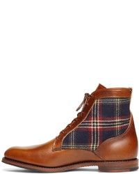 Brooks Brothers Leather And Signature Tartan Boots