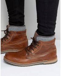 Aldo Prearia Lace Up Boots In Tan Leather