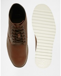 Pull&Bear Boots In Leather With Contrast Sole