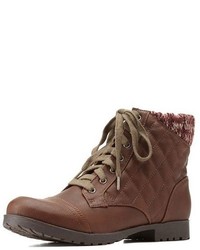 Charlotte Russe Qupid Sweater Cuffed Quilted Combat Booties