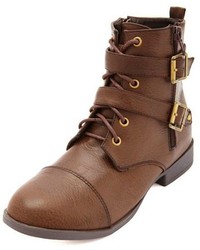 Charlotte Russe Side Zip Belted Combat Boots