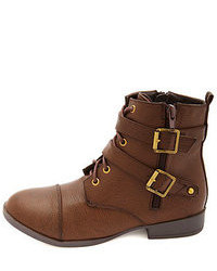 Charlotte Russe Side Zip Belted Combat Boots