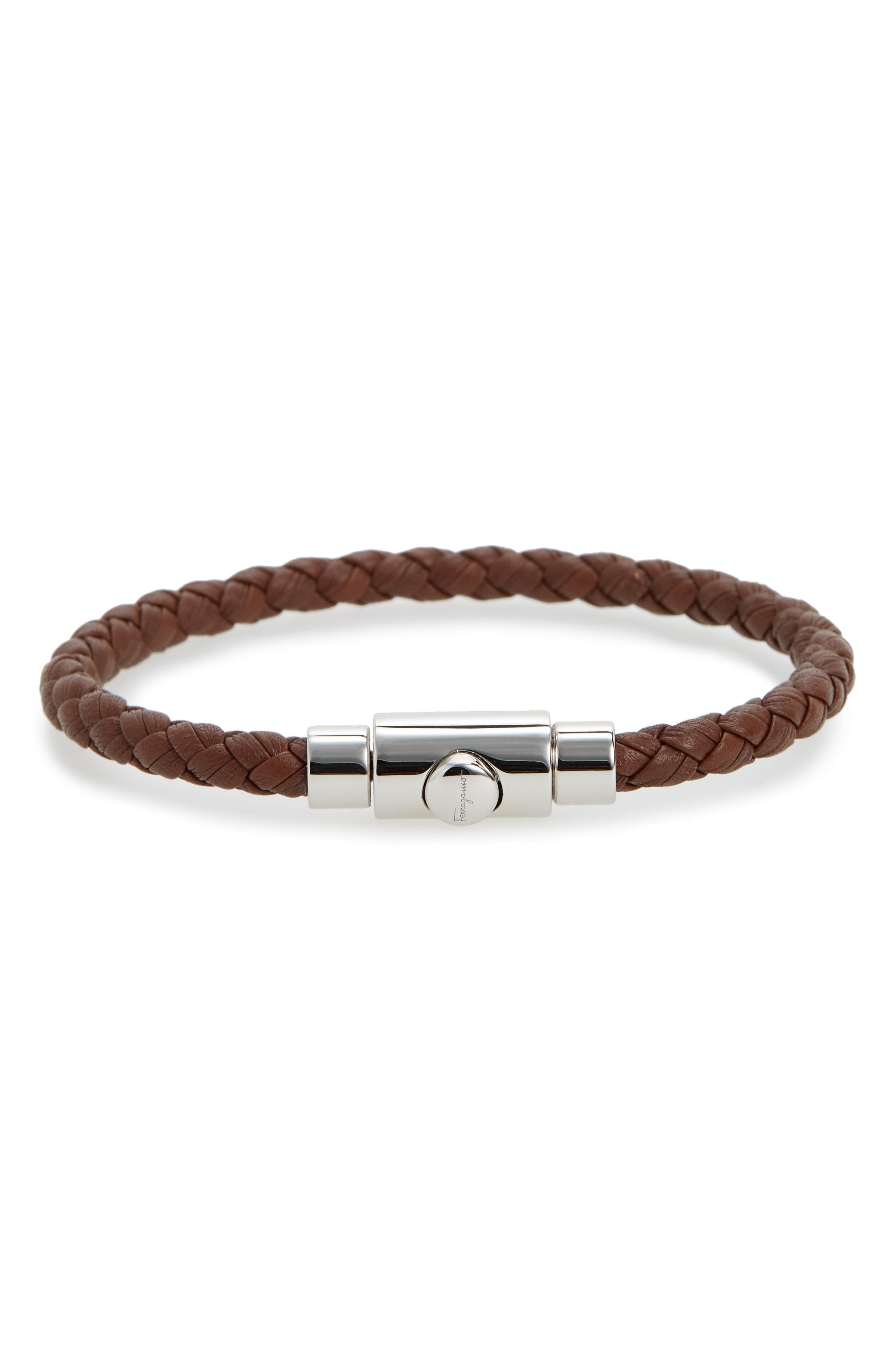 Salvatore ferragamo discount braided leather bracelet