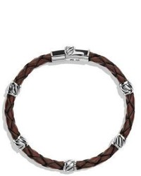 David Yurman Cable Collectionsterling Silver Leather Bracelet