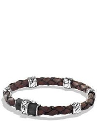 David Yurman Cable Collectionsterling Silver Leather Bracelet