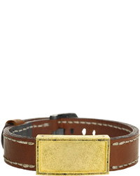 Todd Reed Gold Leather Raw Diamond Buckle Bracelet