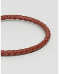 Seven London Leather Plaited Bracelet In Brown