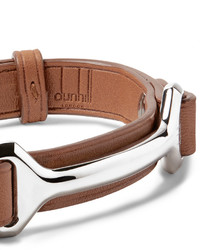 Dunhill Leather Silver Tone Bracelet