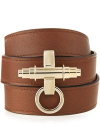 Givenchy Obsedia Leather Wrap Bracelet Brown