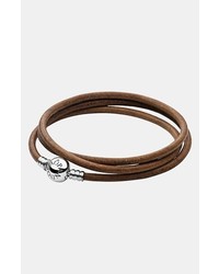 Pandora Leather Wrap Charm Bracelet Brown