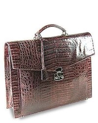Fontanelli Brown Croc Embossed Leather Briefcase