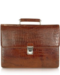 Tavecchi Croco Fashion Brown Croco Stamped Leather Briefcase