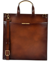 Salvatore Ferragamo Edition Leather Tall Briefcase Brown