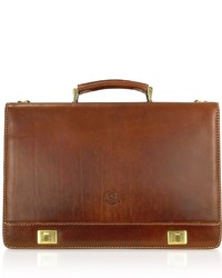Chiarugi Handmade Brown Genuine Italian Leather Multi Pocket Briefcase