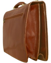 Chiarugi Handmade Brown Genuine Italian Leather Multi Pocket Briefcase