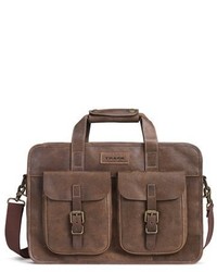 Trask Jackson Leather Briefcase Brown