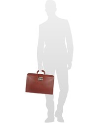 Pineider Power Elegance Brown Leather Diplomatic Briefcase