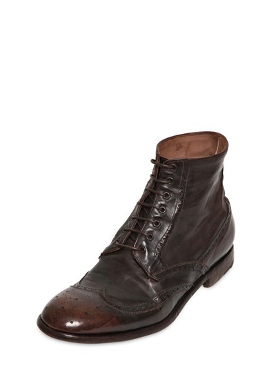 Alberto Fasciani English Brogue Hand Washed Leather Boots, $1,090 ...