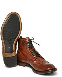Officine Creative Anatomia Burnished Leather Brogue Boots
