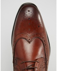 Asos Brand Brogue Chukka Boots In Brown Leather