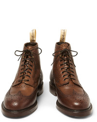 Grenson Foot The Coacher Pebble Grain Leather Brogue Boots