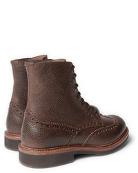 Brunello Cucinelli Full Grain Leather Wingtip Brogue Boots