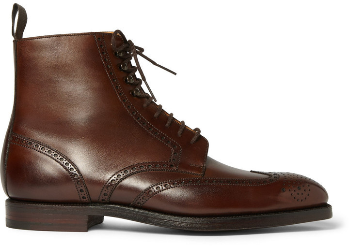 George Cleverley Bryan Leather Brogue Boots, $795 | MR PORTER | Lookastic