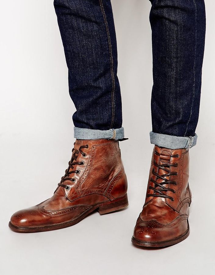 H By Hudson Angus Brogue Boots, $265 | Asos | Lookastic