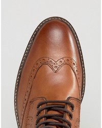 Dune Lace Up Brogue Boots Tan Leather
