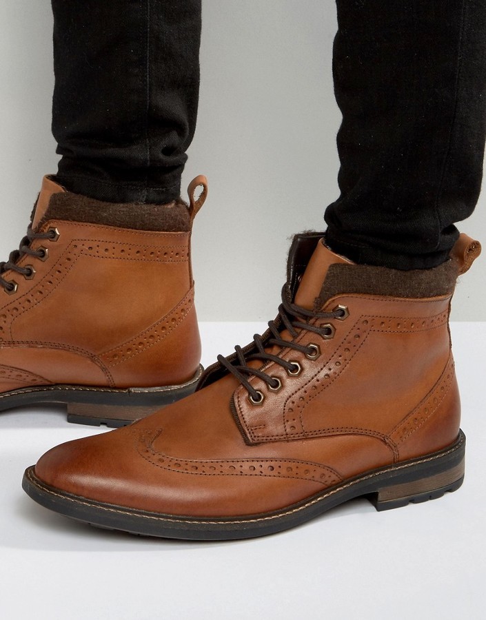 Купить коричневые ботинки мужские. Hans - мужские коричневые кожаные ботинки - 09848214. Ботинки Dune London мужские.